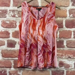 Diane Gilman DG2 Tank Top Women's M Pink Multicolor Abstract Stretchy Back Shirt